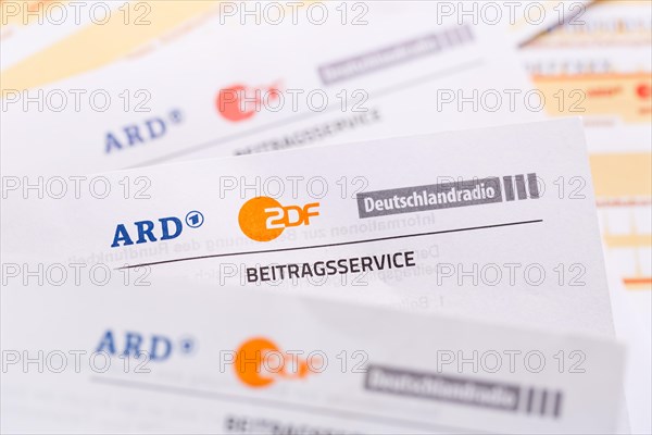 Contribution service of ARD and ZDF Rundfunkgebuehr GEZ with remittance slip in Stuttgart