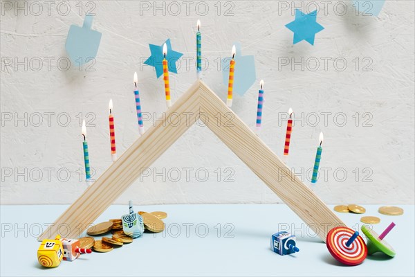 Hanukkah celebration with candles