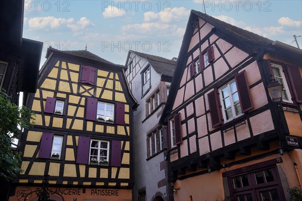 Colourful half-timbered houses in the historic old town of Riquewihr