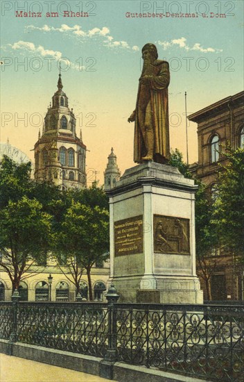 Gutenberg Monument and Cathedral in Mainz