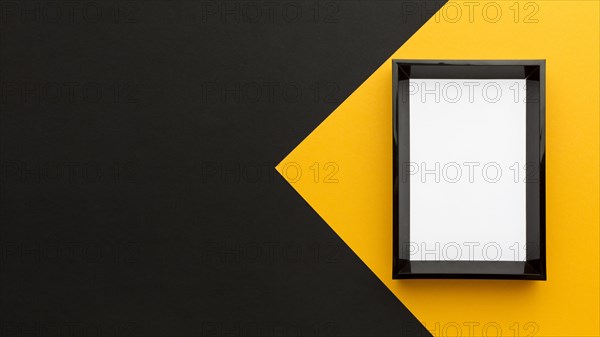 Flat lay black frame with copy space