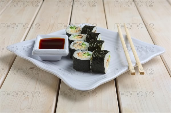 Set of rolls with salmon