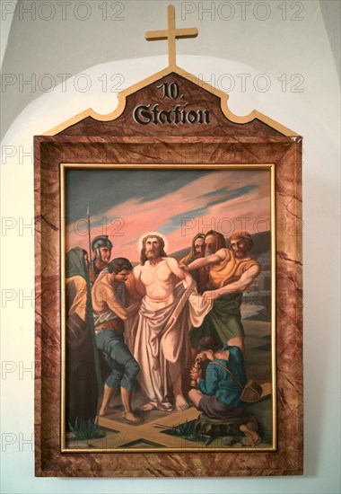 Stations of the Cross by an unknown artist in the ambulatory of the Catholic pilgrimage church of the Holy Trinity in Kappl