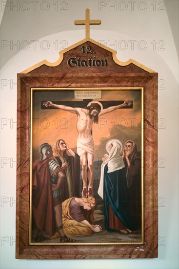 Stations of the Cross by an unknown artist in the ambulatory of the Catholic pilgrimage church of the Holy Trinity in Kappl