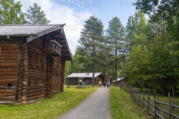 Traditional wooden house. Malye Korely