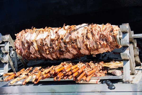 Turkish Cag Kebab Doner in wood fired oven as fast food