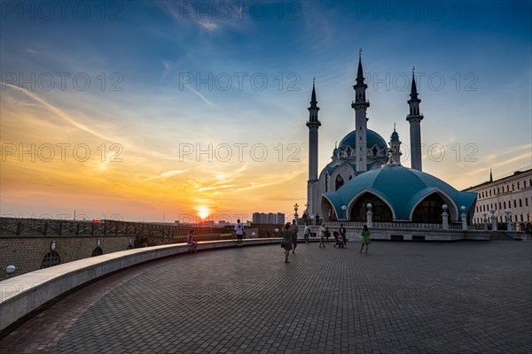 Kul Sharif Mosque in the Kremlin at sunset