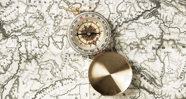 Top view compass top world map. Resolution and high quality beautiful photo