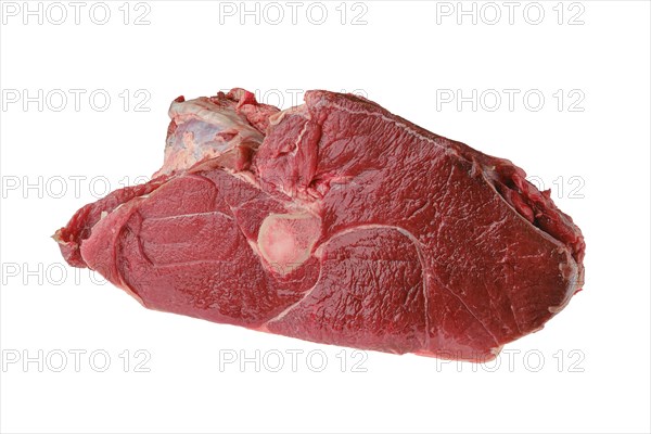 Raw fresh beef shank cross-cut isolated on white background