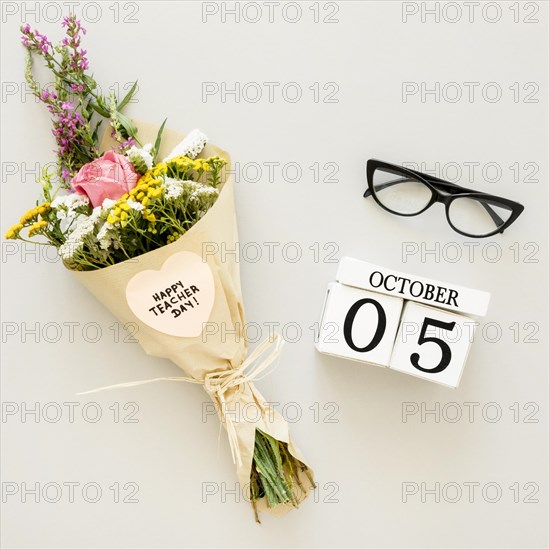 Top view flowers bouquet glasses. Resolution and high quality beautiful photo