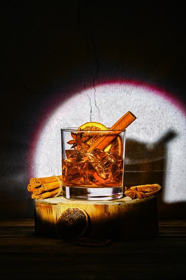 Cold cocktail with brandy and orange liquor