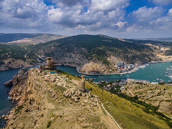 Aerial of the castle and bay of Balaklava