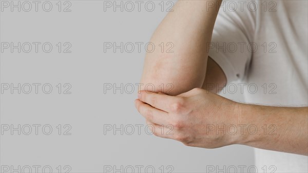 Close up patient elbow issues