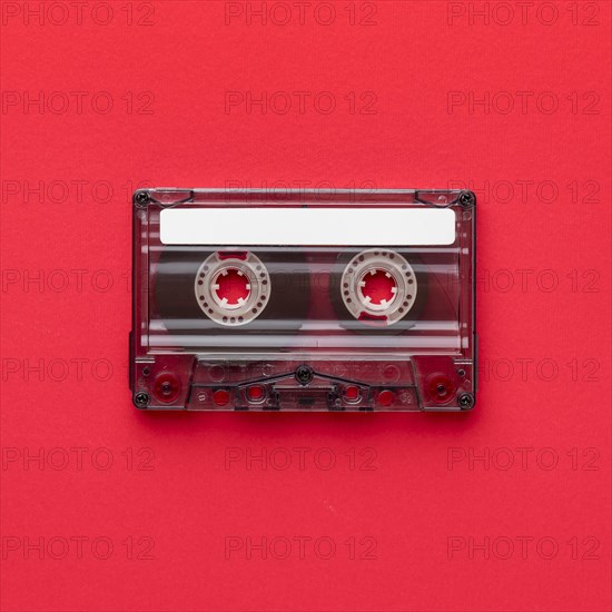 Flat lay minimalist vintage cassette tape