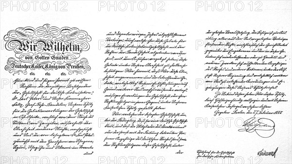 Imperial letter of protection for the Gesellschaft fuer deutsche Kolonisation