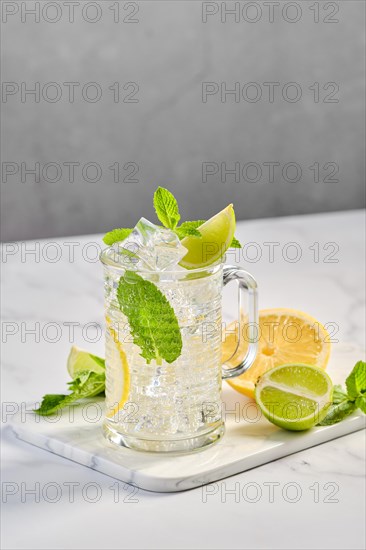 Transparent glass of lemon