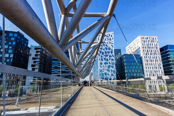 Oslo skyline modern city architecture building with bridge in Barcode District in Oslo