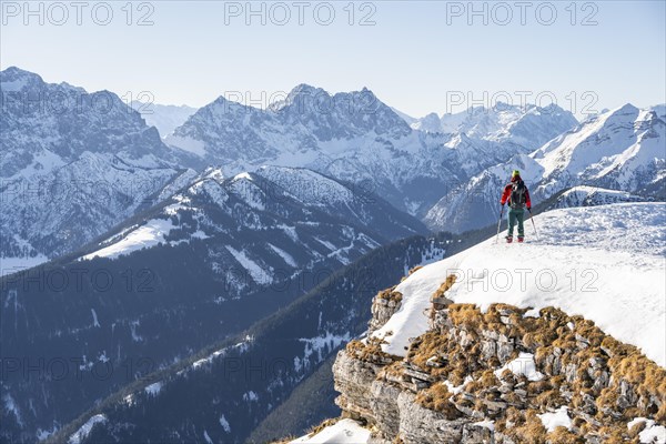 Mountaineers in winter in the snow