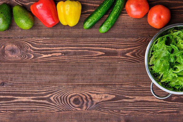 Fresh vegetables on wooden table