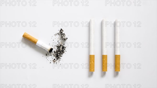 Flat lay bad habit cigarette arrangement