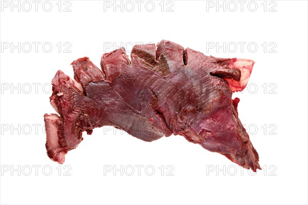 Raw fresh deer ribs isolated on white background