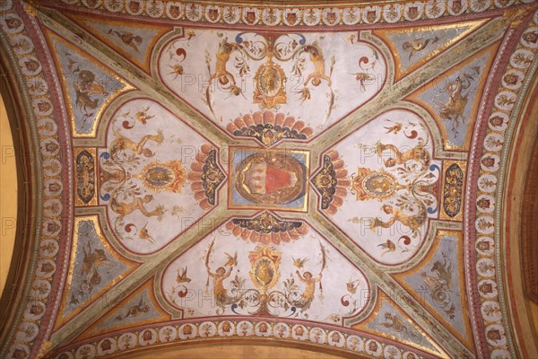 Ceiling fresco on the portico of Via Farini