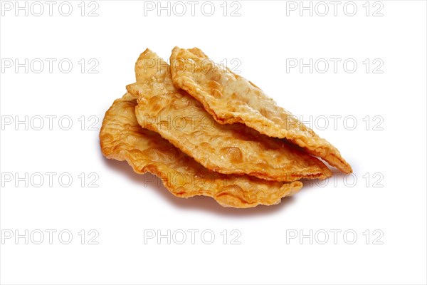 Layout for menu. Cheburek with meat on white background