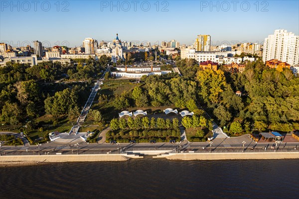 Aerial of Khabarovsk and the Amur river