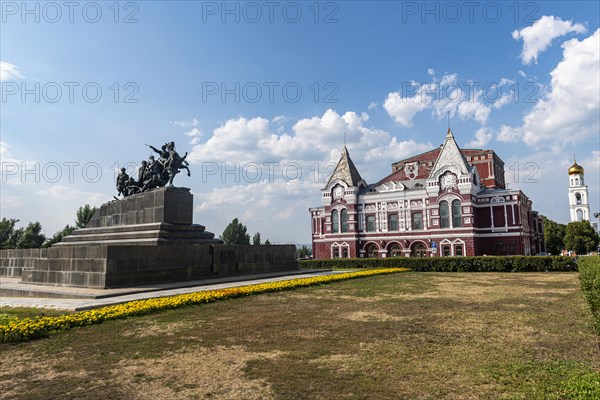 Monument to Vasily Chapaev before the Samara Academic Gorkiy Drama Theater