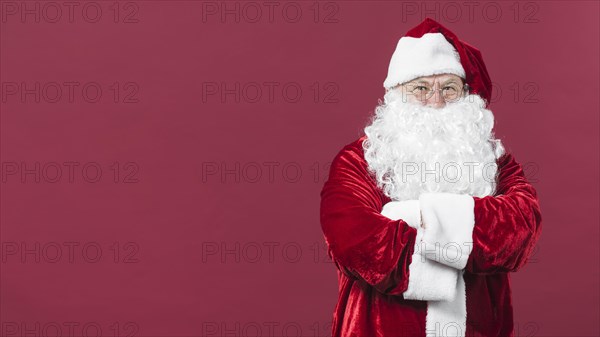Santa claus glasses crossing arms breast