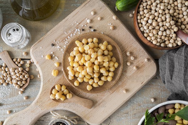 Top view chickpeas beans concept. Resolution and high quality beautiful photo