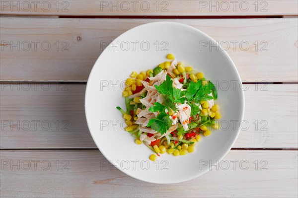 Top view of salad with corn