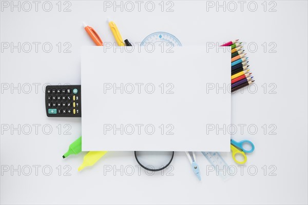 Writing implements laid sheet paper. Resolution and high quality beautiful photo