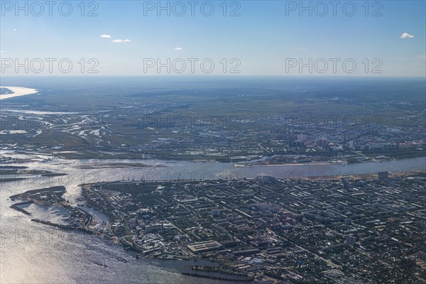 Aerial of Heihe in China and Blagoveshchensk