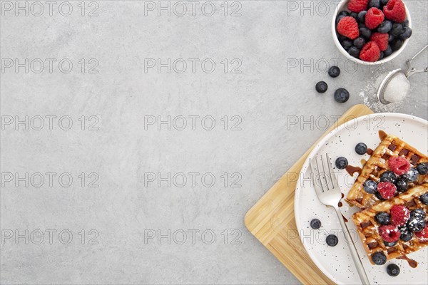 Top view delicious sweet waffles. Resolution and high quality beautiful photo