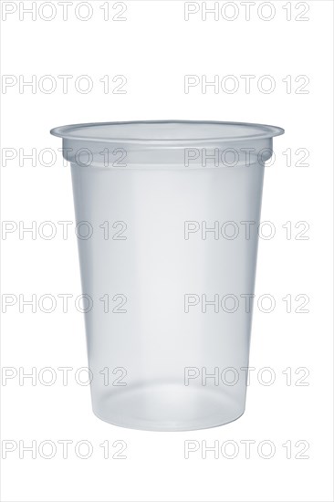 Empty plastic takeaway cup isolated on white background