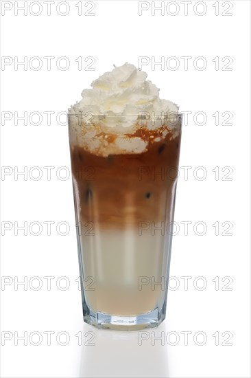 Coffee and milk cocktail with whipped cream