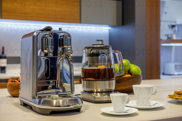 Dining table with coffee machine