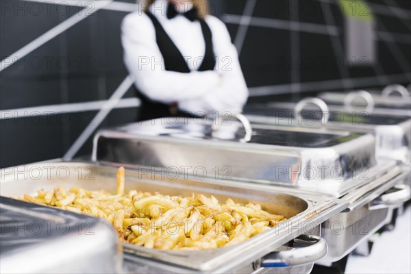 Freshly cut french fries buffet