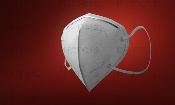 White medical mask with filter gradient red background. Resolution and high quality beautiful photo