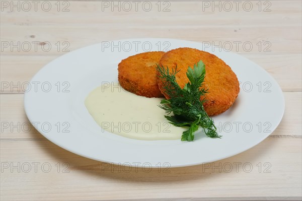 Vegetarian cutlet and sauce. Vegetarian food without meat. A healthy meal for slimness