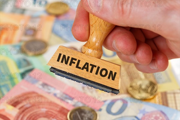 Inflation on stamp symbol image finance and economy money crisis as business concept in Stuttgart