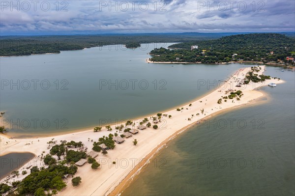 Long sandy beach in Alter do Chao along the amazon river