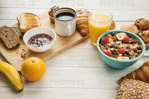 Pastry different breakfast food