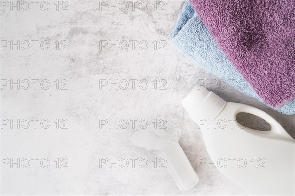 Top view pile towels with laundry softener. Resolution and high quality beautiful photo