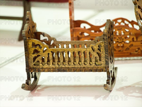 Wooden cradle of Eastern type in view