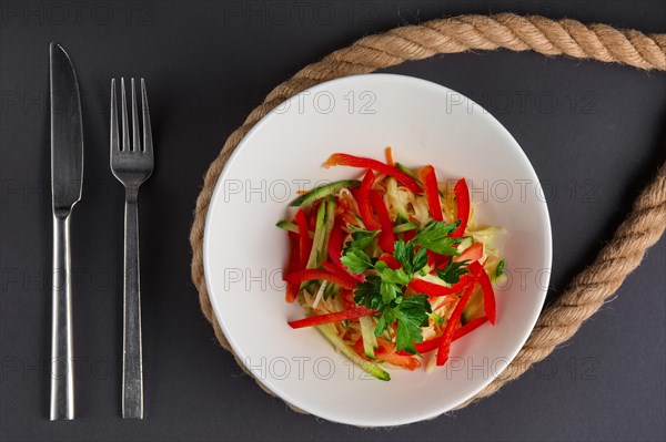 Top view of spring salad with paprika