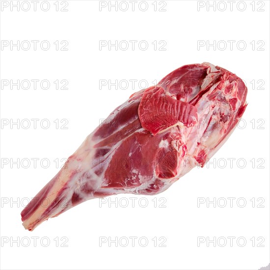 Fresh raw lamb leg isolated on white background