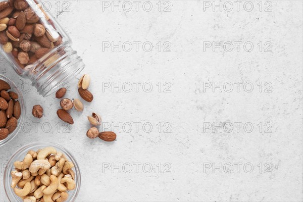 Top view delicious nuts with copy space. Resolution and high quality beautiful photo