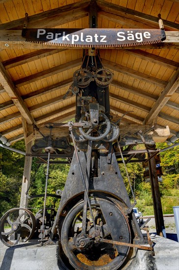 Gear train of an old wood sawing machine